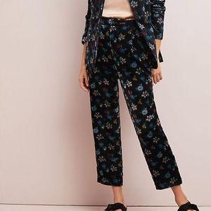 Anthropologie Velvet Corduroy Floral Pant